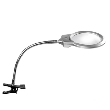

Pro Flexible Hands Free Magnifying Lamp Bright LED Lighted Magnifier with Clamp Acrylic Lens for Reading sewing painting