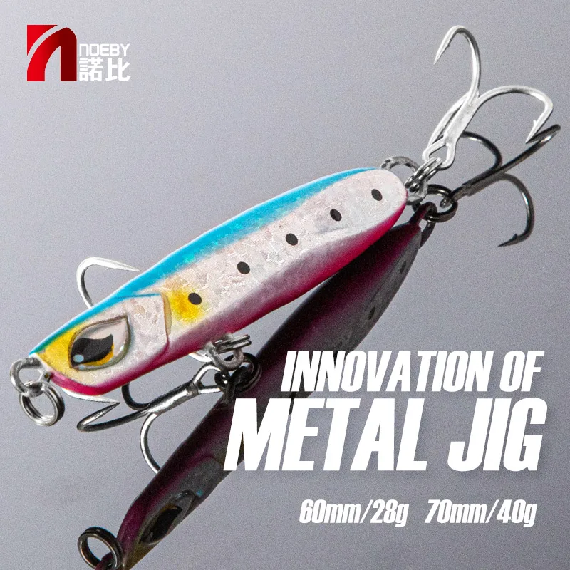 

NOEBY Metal Lure Bait 60mm/70mm 28g/40g Slim Laser Body Artificial Bait Shore Fishing Casting Jig Lure Hard Lead Fishing Lures