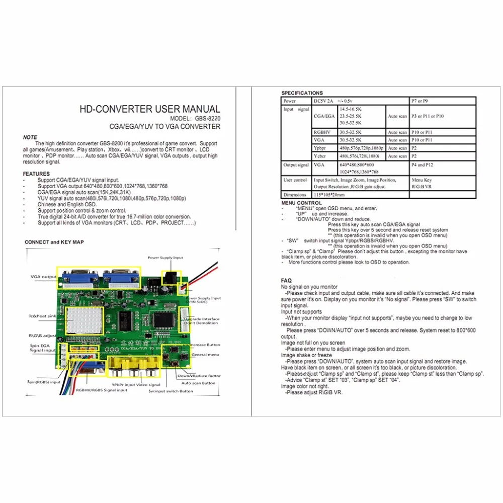 Аркадная игра RGB/CGA/EGA/YUV К двойной VGA HD видео конвертер плата адаптера