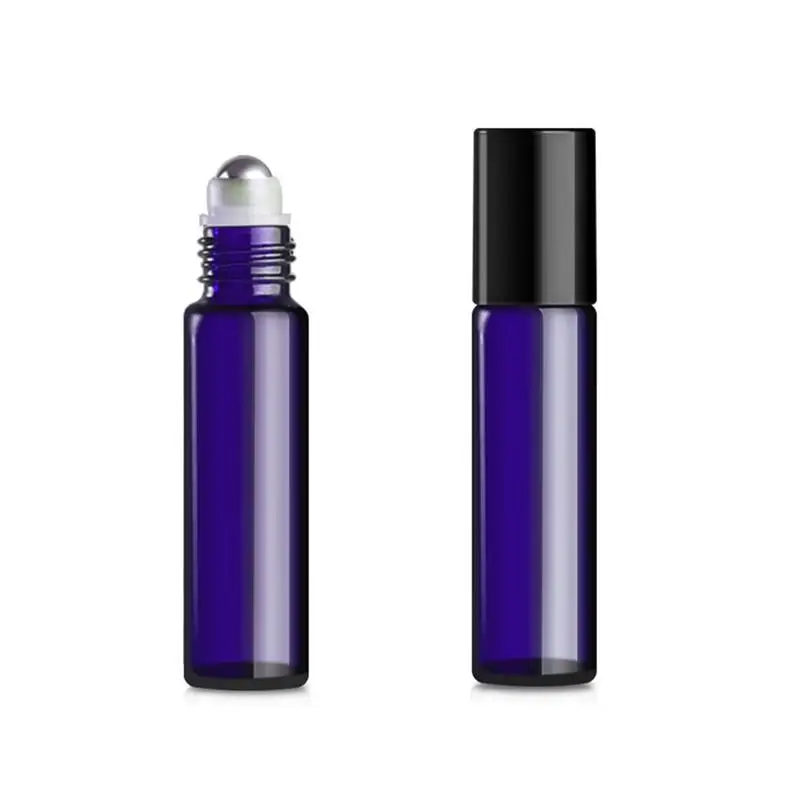 12Pcs 10ml Portable Roll-ball Bottles Perfume Essential Oil Dispensing Glass Bottles for Travel Trip