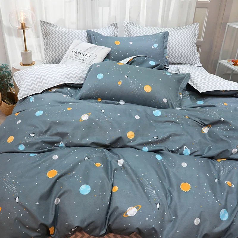 

Four-Piece Bedding Set Linen Quilt People-Style Dormitory Quilt Three Sets of Sheets