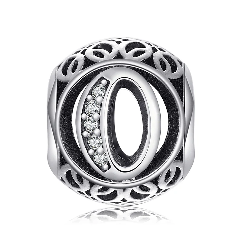 JewelryPalace Мода Письмо A-Z кубического циркония Aucthentic 925 пробы серебряный шарм для изготовления браслет DIY ювелирных подарок - Окраска металла: O
