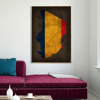 

Country Flag Maps Poster Chad Country Flag Map Canvas Print Home Decor Wall Art Decor No Frame