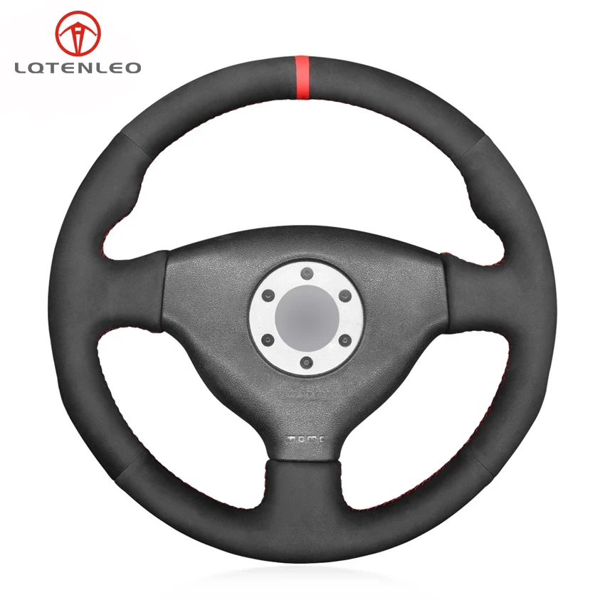 LQTENLEO Black Suede Hand-stitched Car Steering Wheel Cover For Mitsubishi Lancer Evolution EVO VI 6 1999-2000 V (5) 1998 | Автомобили и