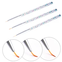 

Professional 3PCS Nail Liner Brush Pen UV Nail Polish Beautiful And Practica with Rhinestone Handle Brush Painting Tool