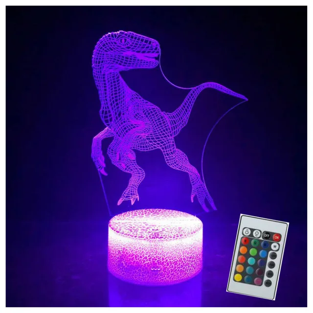 3D иллюзия динозавра 7 цветов светодиодный пульт дистанционного управления Сенсорный спящий ночной Светильник животное светильник светится в темноте игрушка мальчик подарок на день рождения - Цвет: 06 Crack base