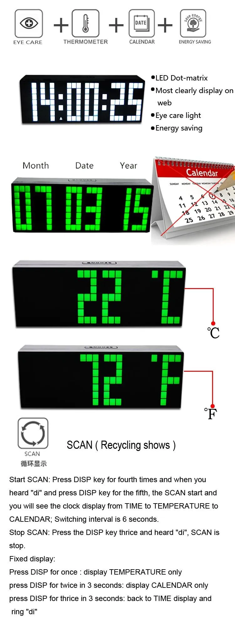 СВЕТОДИОДНЫЙ цифровой таймер с календарем, синие часы, большой светодиодный дисплей, настольные часы, настенный будильник, пульт дистанционного управления