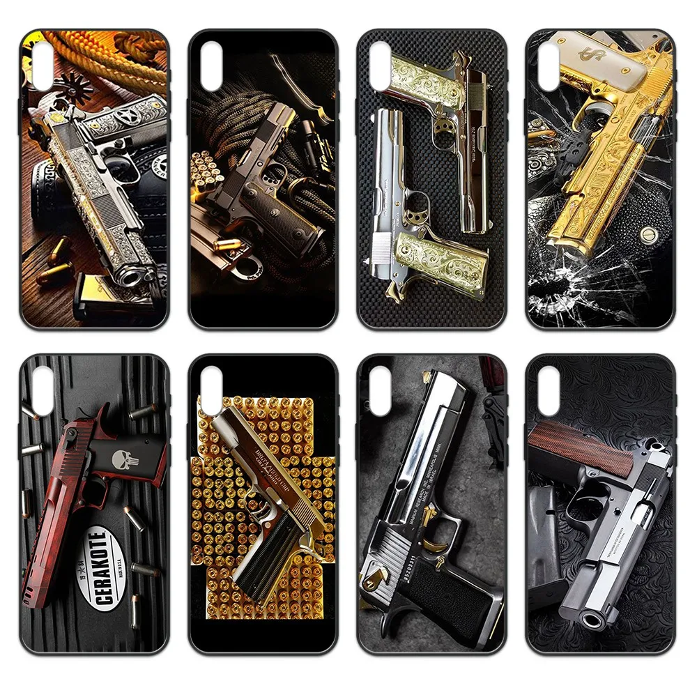 Desert Eagle 24K золотые пистолеты чехол для iphone 4 4s 5 5S SE 5C 6 6S 7 8 plus X XS XR 11 PRO MAX 2020 |