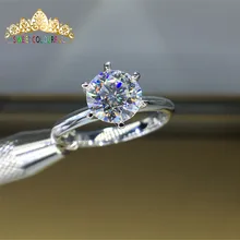 Свадебное Moissanite кольцо с настоящим бриллиантом 14K 750 Белое золото D Цвет VVS MO-0011
