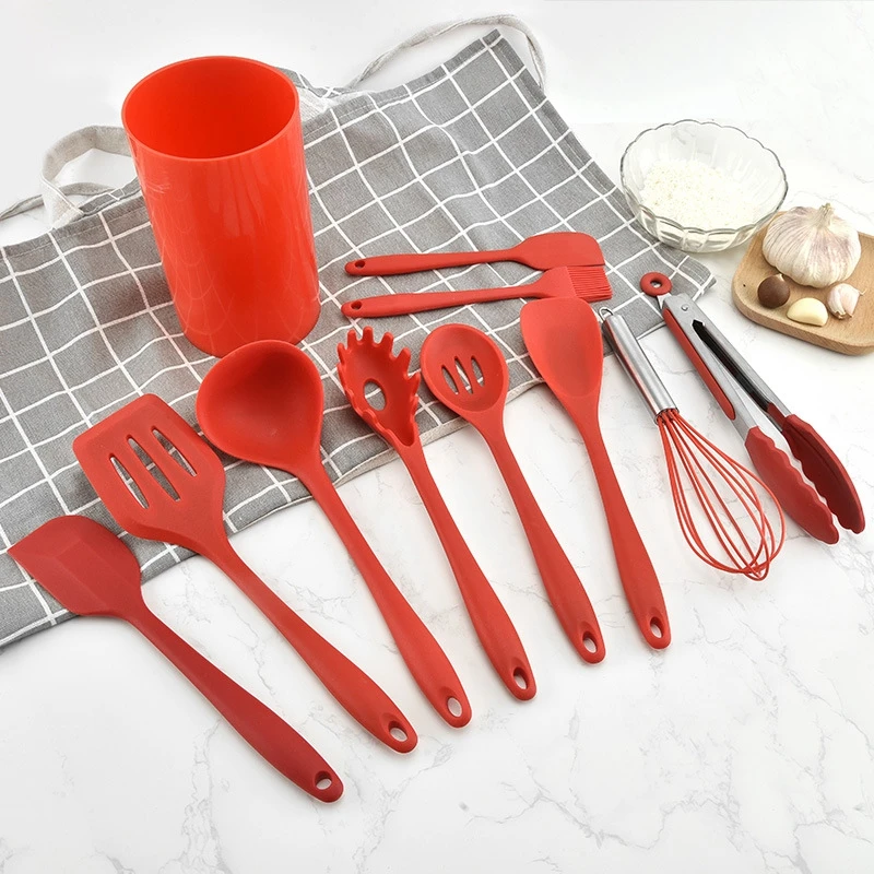 

11Pc Silicone Kitchenware Set Non-Stick Cooking Spatula Set Kitchen Utensils Kithcen Ware Spaghetti Spoon Tools For Kitchen