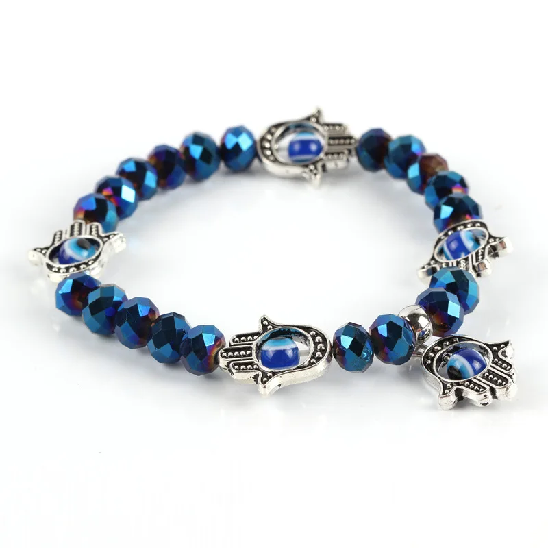 

Lastest Beaded Bracelet Hand Weaving Fatima Palm Bracelet Devil's Eye bracelet for women Plastic Beaded Bracelet HWASY1804