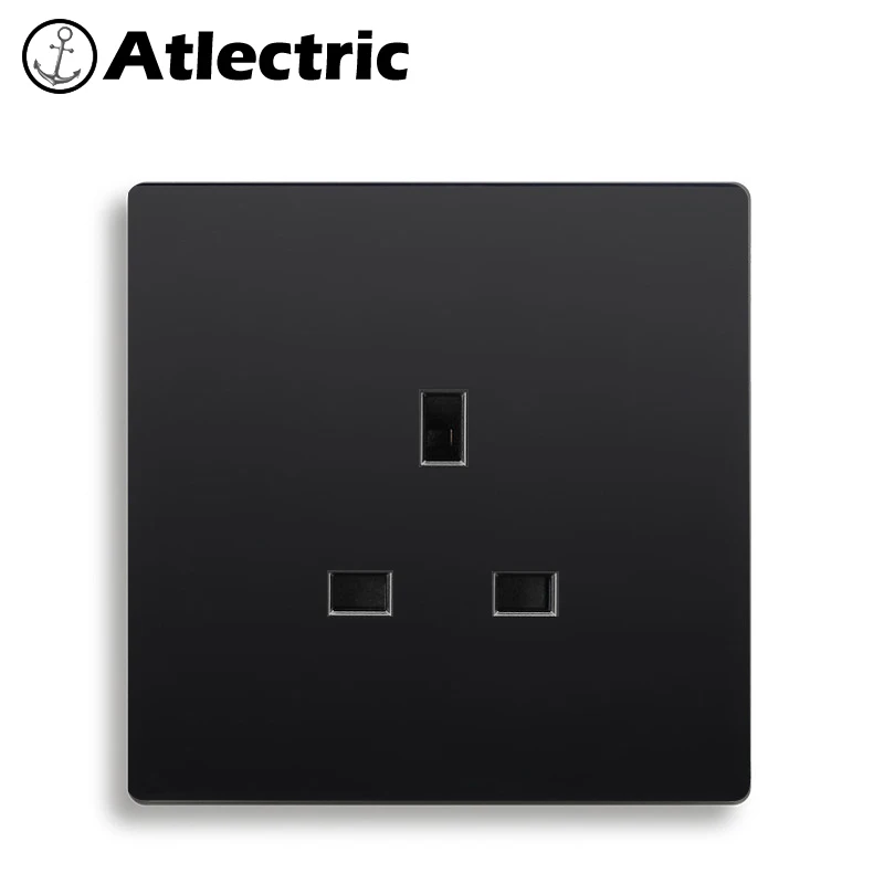 

Atlectric UK Standard Plug Socket Power Wall Home Electrical Outlet Black Plastic Panel Socket