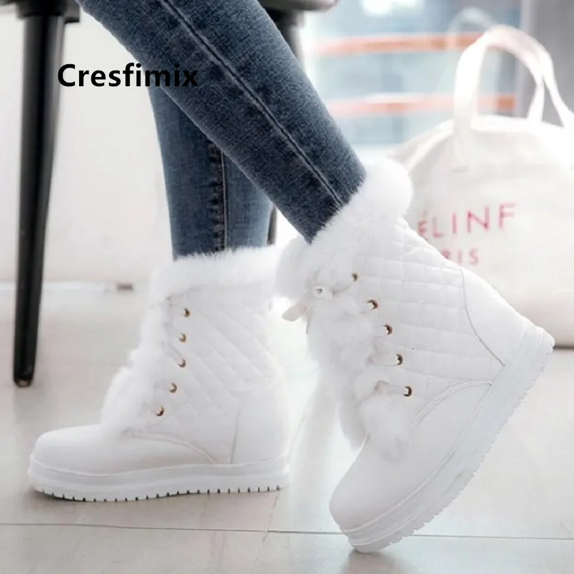 Cresfimix/botas de mujer; женские теплые зимние ботинки высокого качества розового цвета; красивые женские осенние ботинки на меху; обувь из искусственной кожи; a6078