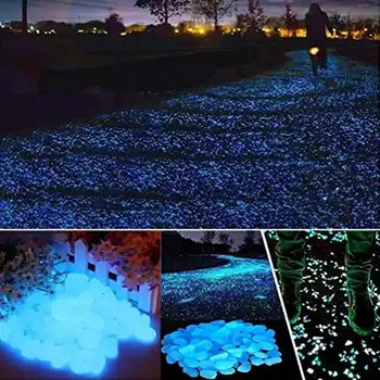 

200pcs Pebbles Glow Stones Rocks Luminous Pebble Glow in The Dark for Garden Decor Lawn Yard Aquarium Walkway Fish Tank