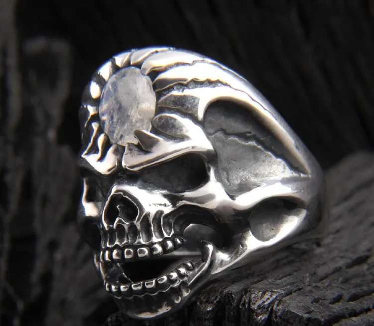 Moonstone Ring Personality Silver 925 Flame Ring