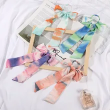 

New Women Girls Elegant Printing And Dyeing Knot Ribbon Simple Soft Elastic Hair Bands Scrunchies Rubber Band Headband Hair