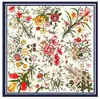 Twill Silk Scarf Women Large Shawls Stoles Lily Flowers Print Square Scarves Echarpes Foulards Femme Wrap Bandanas 130*130CM 1