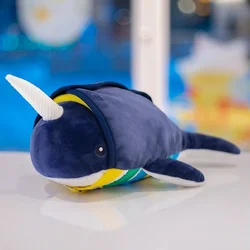 30CM Cute Cartoon Narwhale Plush Toys Early Learning Doll Stuffed Ocean Animals Narwhale Kids Boy Girl Birthday Christmas Gifts