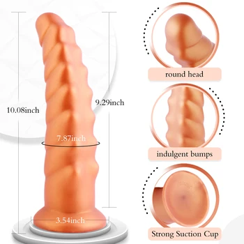 Hismith Golden Dragon Tail 10.08 Inch Silicone Dildo, Suction Cup Dildo for Women and Men Realistic Dildo Sex Toy 6