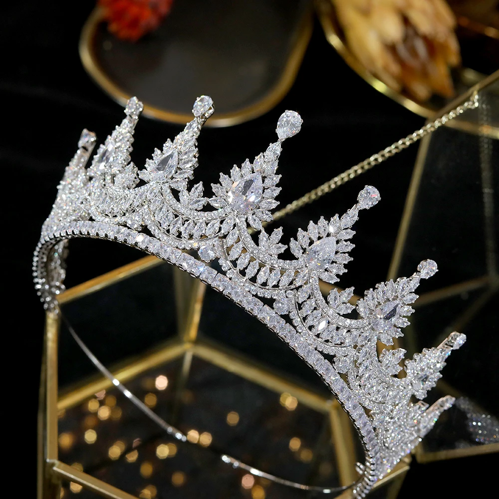 ASNORA Luxury Tiaras And Crowns engagement tiara wedding crown evening dress accessories bridal jewelry CZ zirconia tiara