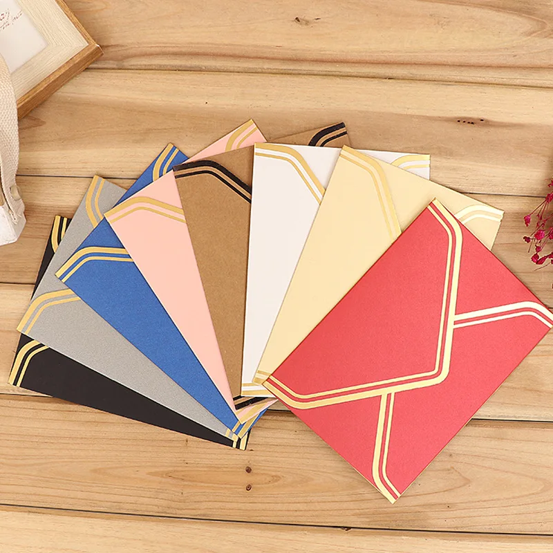 10 unids/lote oro Vintage en blanco de papel Kraft sobres de boda fiesta sobre de invitación, tarjetas de felicitación, tarjetas de regalo sobre 17,5*12,5 cm