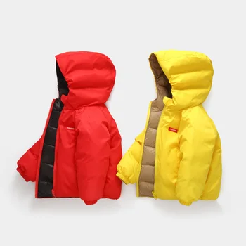 

Winter Boy Down Jacket Parka Girl Warm Coats Two-sided Wear Down Hooded Jackets Children's Clothing for Snow Wear Kids Outerwear