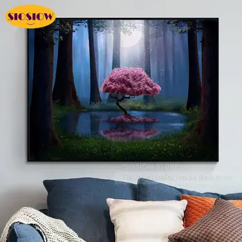 

5d Diy Diamond Mosaic Embroidery Cartoon Colorful Tree Scenery 3D Daimond Painting Cross Stitch Full Round Decor Home Girls Room