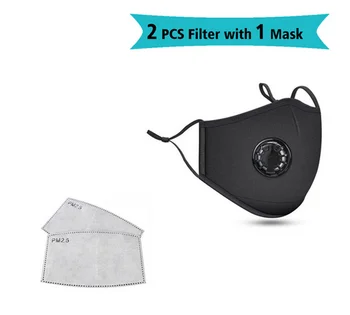 

PM2.5 Washable Cotton Face Mask For Woman Man Fashion Breath Valve Mouth Masks Filter Pad Pollution Activated Carbon Filter