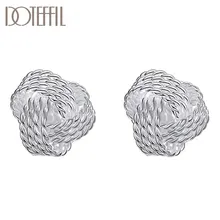DOTEFFIL 925 Sterling Silver Multi-Lap Cross Global Earrings Charm Women Fashion Jewelry Wedding Party Gift