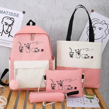 

Female Backpack Cute Pattern 4Piece School Bags For Girls Kids Children School Backapck Anti-theft Laptop Mochilas Schoolbags