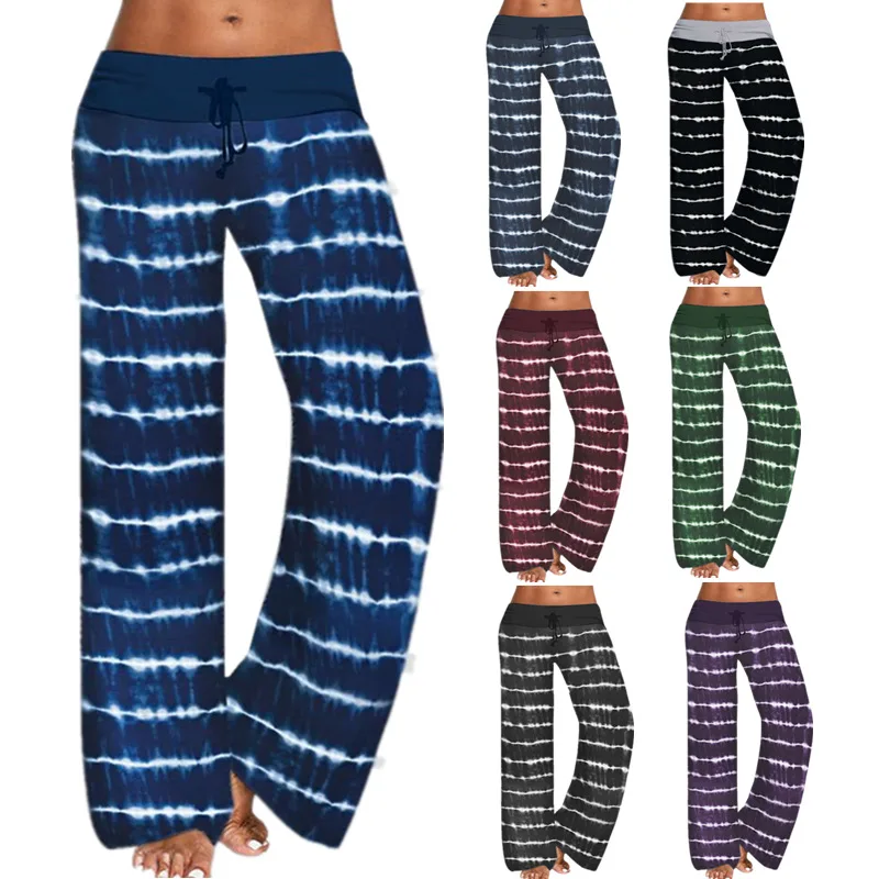 

Hot sale women's loose tie-dye printed yoga wide-leg sports trousers