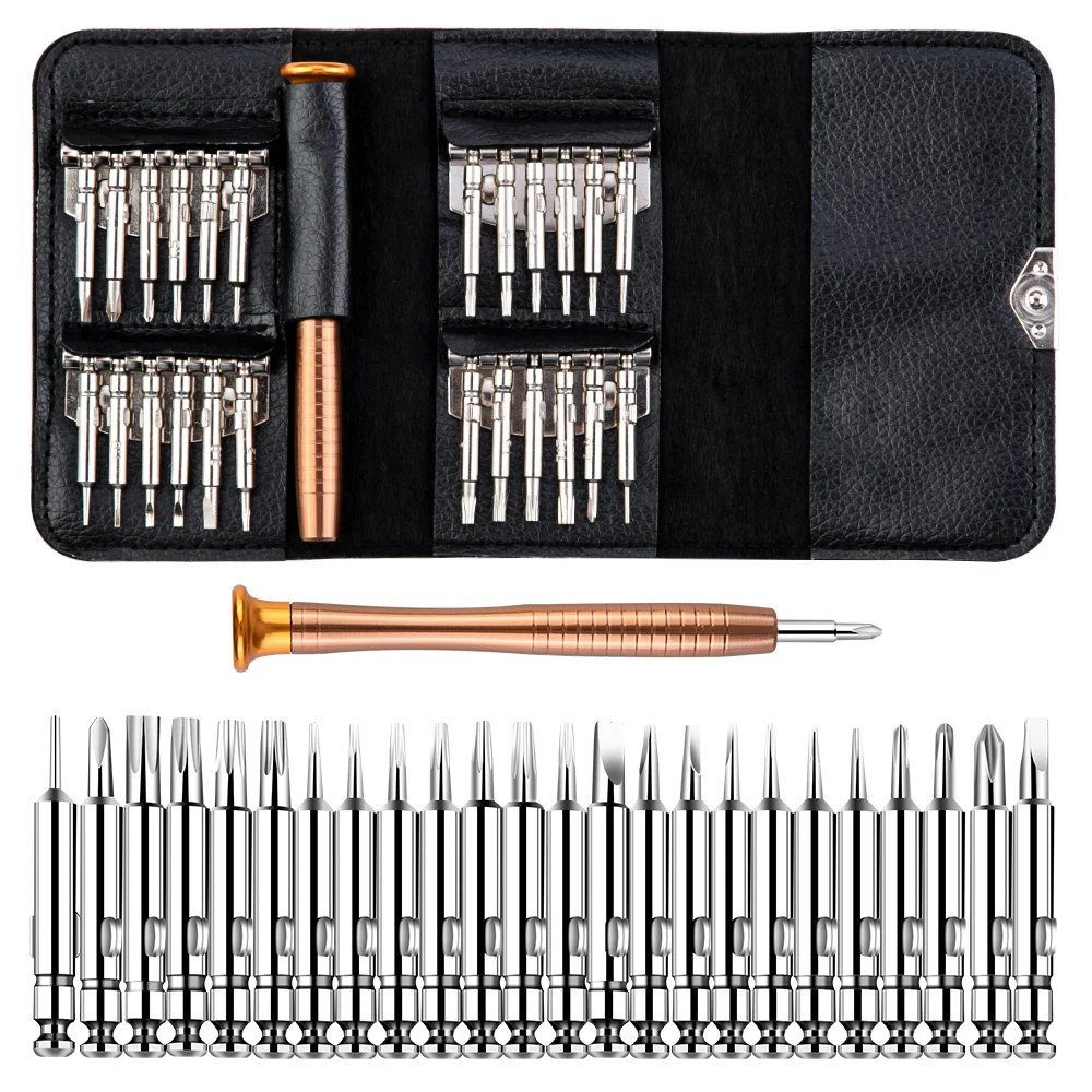 Черный Mobile Phone Repair Tools Precision 25 In 1 Screwdriver Set Repair Tool Kits Torx Phillips Bit Sets Portable For PC Eyeglass - Цвет: Черный