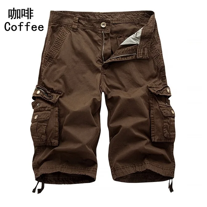 Dark Brown Men Clothes New Summer Dress Loose Casual Work Clothes Shorts Large Size Multi-pocket Knee Length Pantalones Cortos Hombre - Цвет: Dark Brown