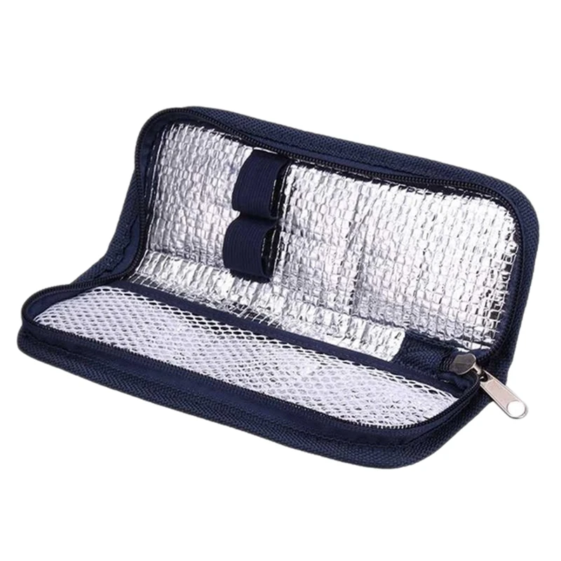 Insulin Cooler Travel Case Diabetic Medication Organizer Cooler Bag Navy Blue
