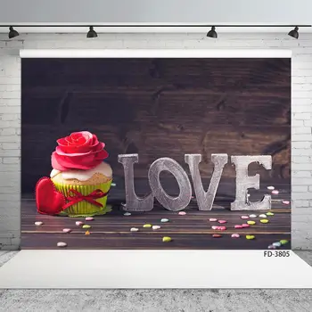 

Love Cake Wood Board Floor Valentine’s Day Photography Background Child Newborn Portrait Backdrop Photophone Photo Studio Props