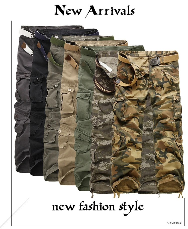 Calças militares camufladas masculinas, calças estilo cargo