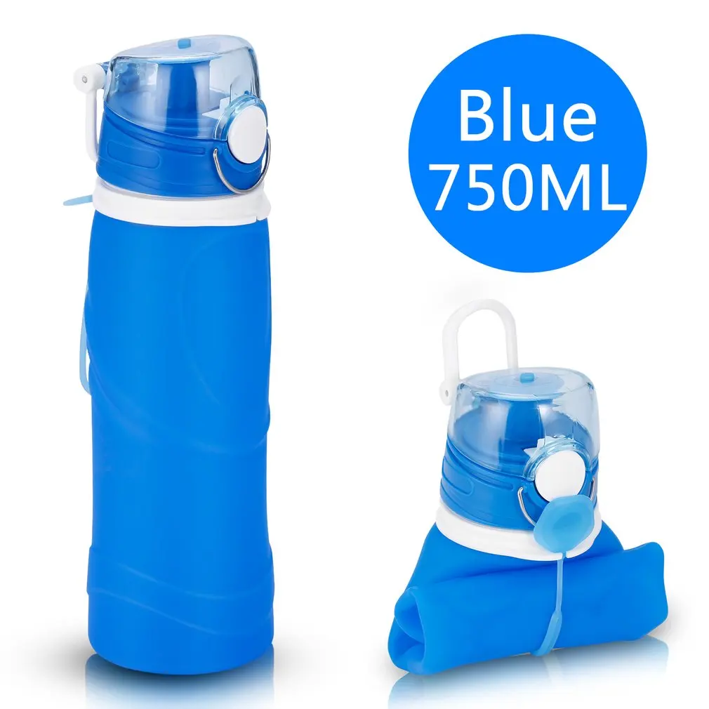 

2018 New 750ML Sport Water Bottle Silicone Folding Sports Kettle Fashionable Portable Sports Equippment Outdoor Camping