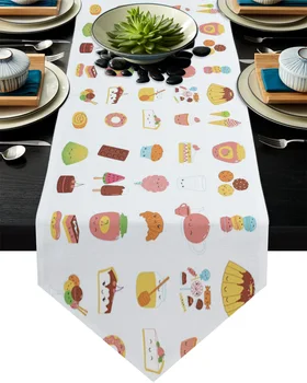 

Dessert Cake Chocolate Ice Cream Table Runner Home Party Dining Table Decorative Wedding Table Decoration Flower Cake Tablecloth
