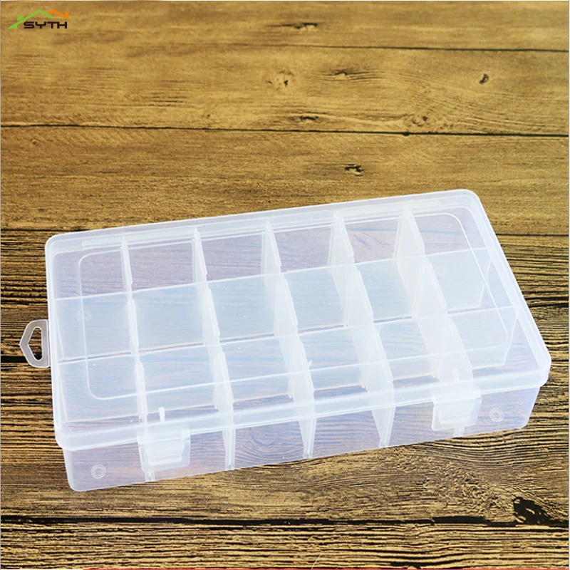 

18 Compartment Storage Box Practical Adjustable Plastic Case for Bead Rings Jewelry Display Organizer