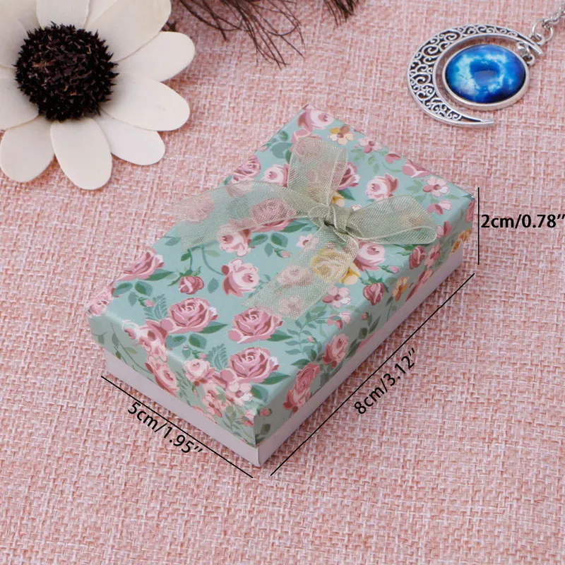 

Beauty Bowknot Display Gift Box Cardboard Case For Ring Earring Necklace Jewelry