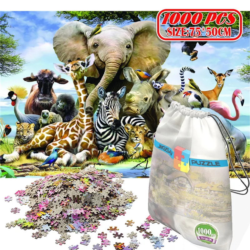 

1000Pcs Zoo Elephants 3D Jigsaw Puzzles Adults Game Toys for Toys Boring Game Building Assembling Educational Toys