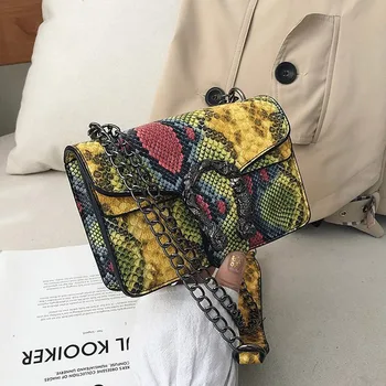 

Famous Brand Bag Ladies Shoulder Bag PU Leather Snake Pattern Bag 2020 New Fashion Lady Messenger Bag Bags For Women