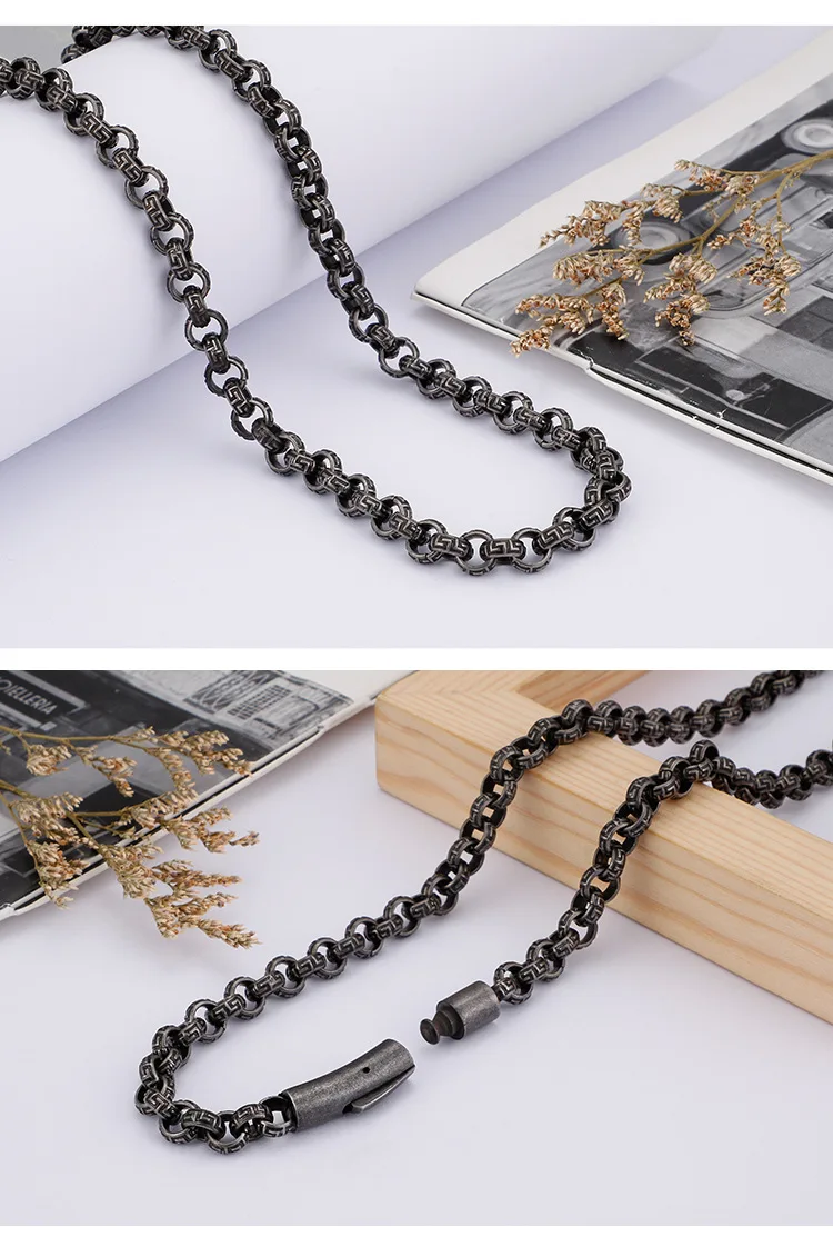 Kalen Accessories Stainless Steel Men And Women Versatile Decorative Pattern Cross O-Shaped Retro Simple Choker Long Sweater Cha