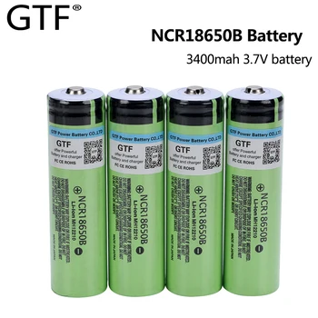 

GTF 18650 Rechargeable Battery 3.7v 3400mah NCR18650B Lithium Battery with Pointed for Flashlight Doorbell Batteries (NO PCB)