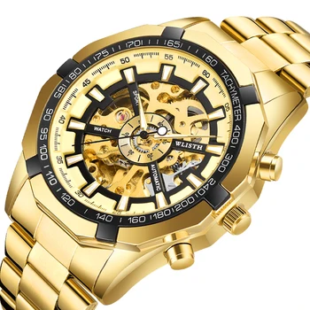 

Mechanical watch cross-border hot style new glow-in-the-dark watch gold waterproof hollow-out creative fashion men's watch