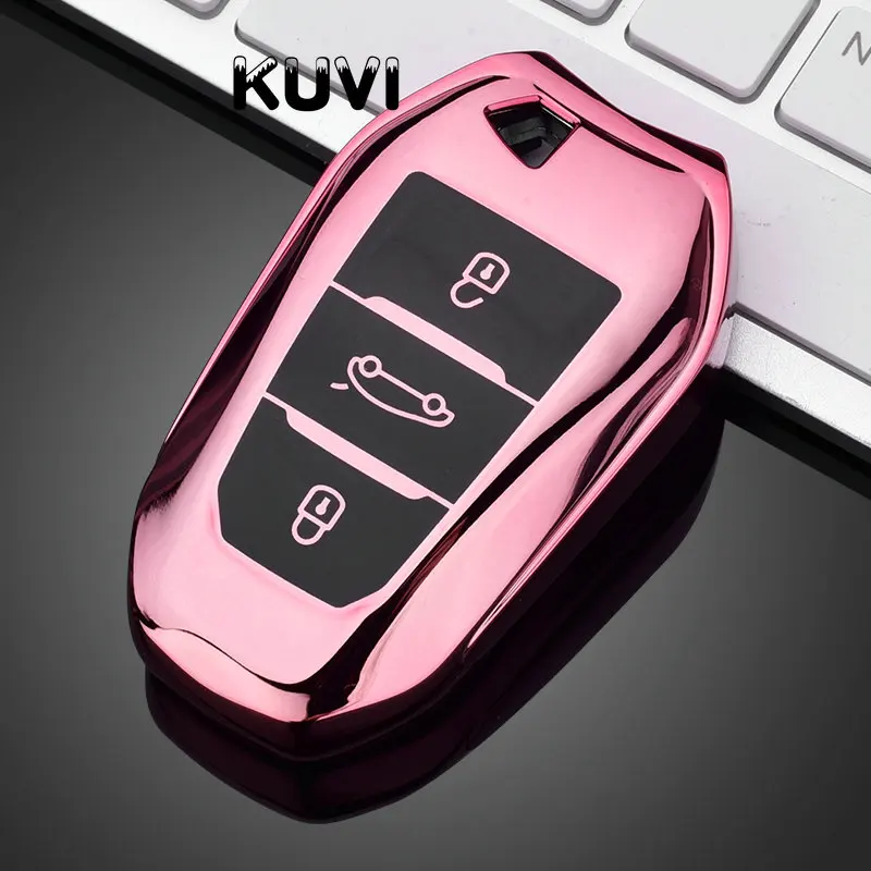 Soft TPU Car Remote Key Case Cover for Peugeot Citroen