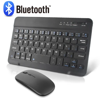 Wireless Keyboard and Mouse Mini Rechargeable bluetooth Keyboard With Mouse Spanish Russian Keyboard For PC Tablet Phone