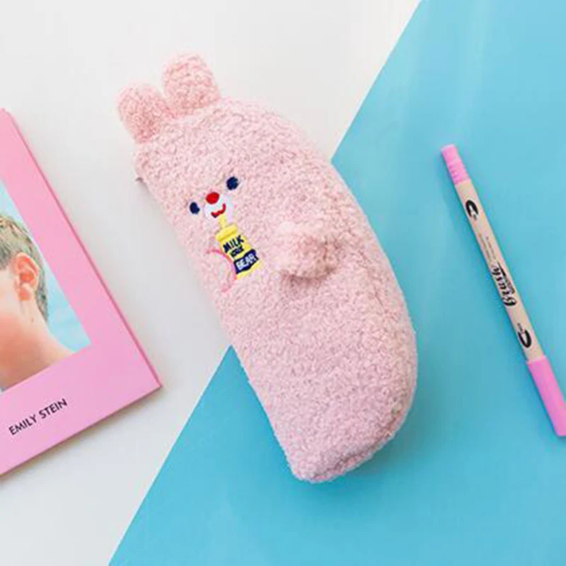 귀여운 고양이 학교 필통, 귀여운 곰 필통, 봉제 펜 상자, 큰 카트리지 토끼 페널 백, 문구 키트