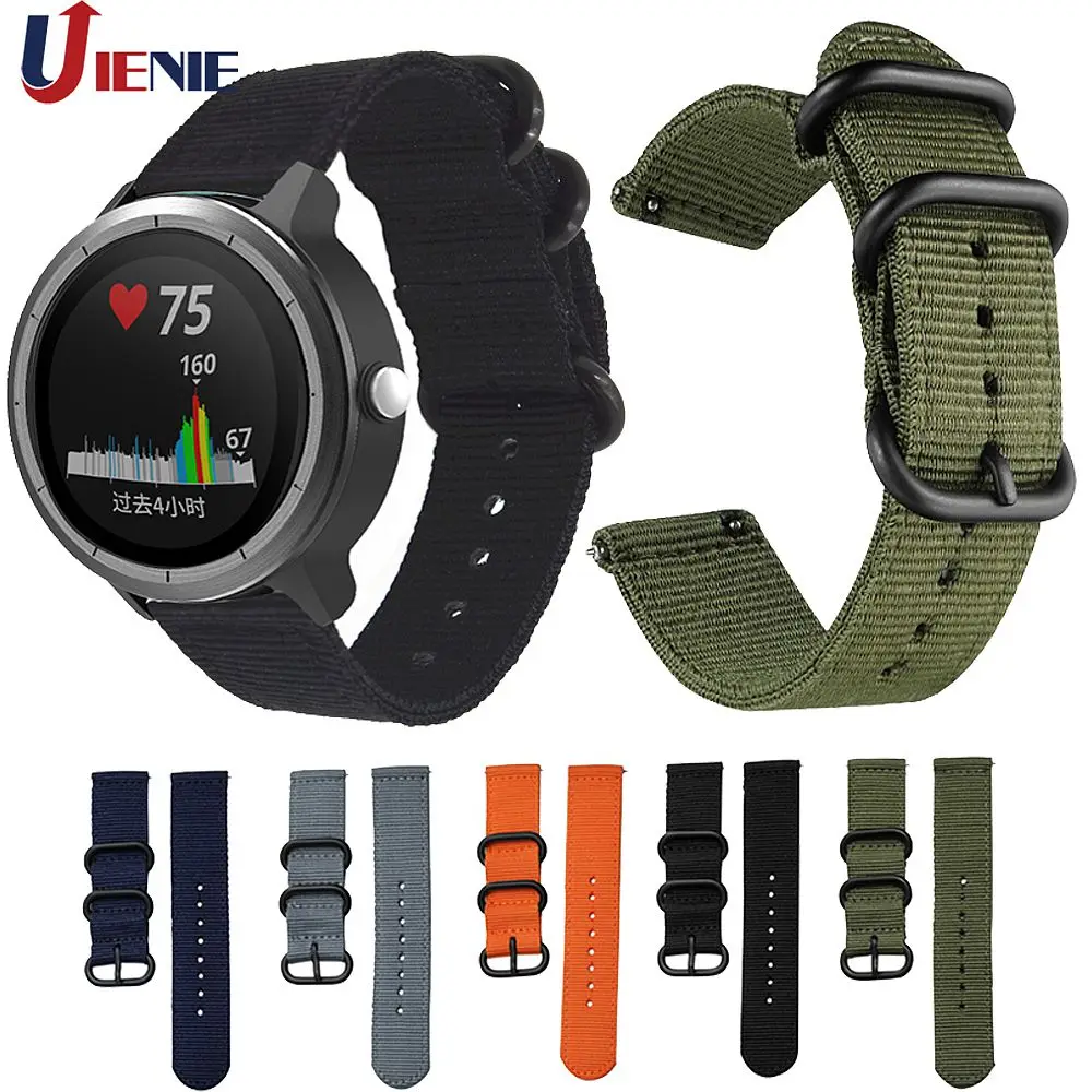 Нейлоновый парусиновый ремешок для Garmin Vivoactive 3 Music/Forerunner 645 245 245M/ Vivomove спортивный