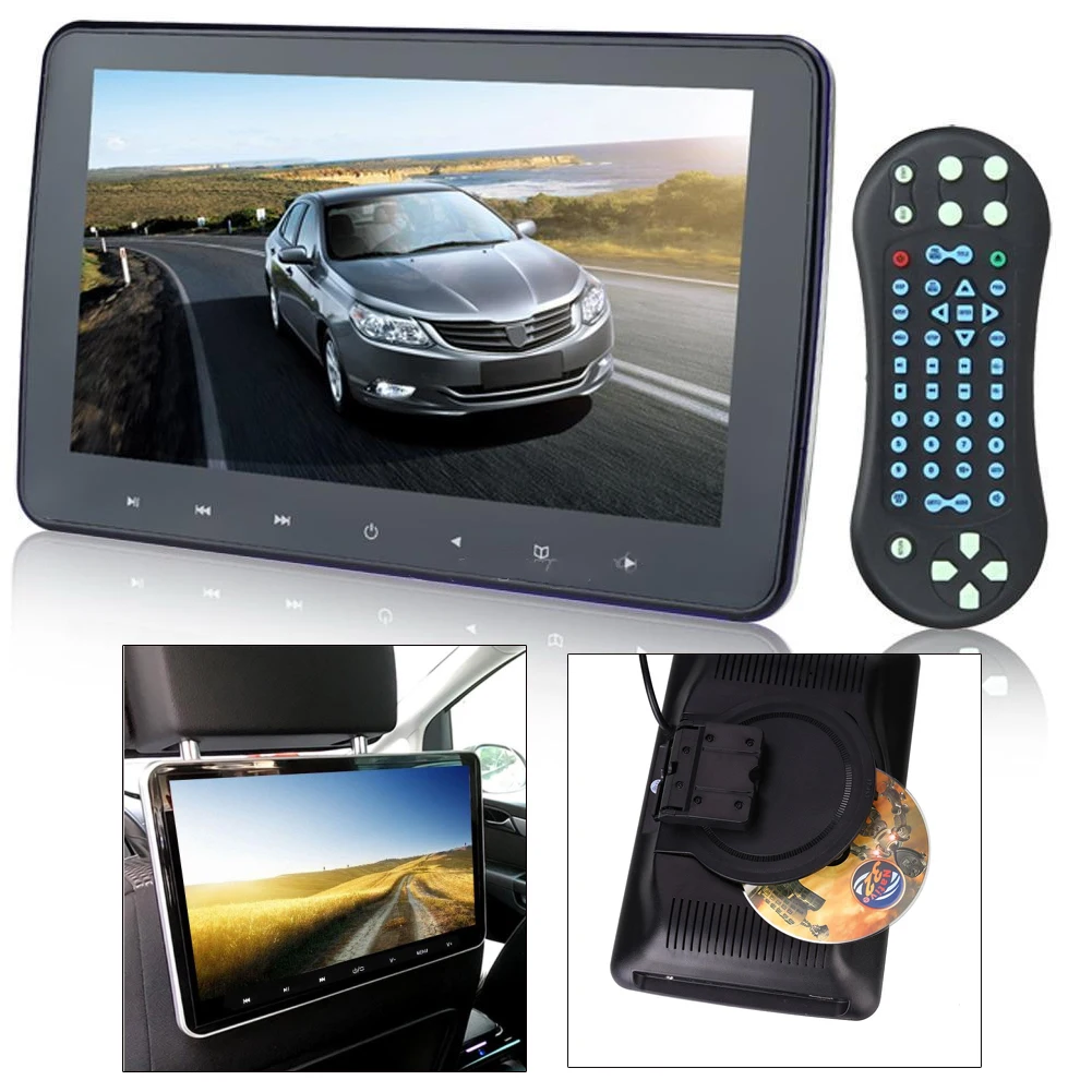 10," HD lcd Автомобильный подголовник монитор DVD/CD/USB/SD плеер Поддержка TF карты